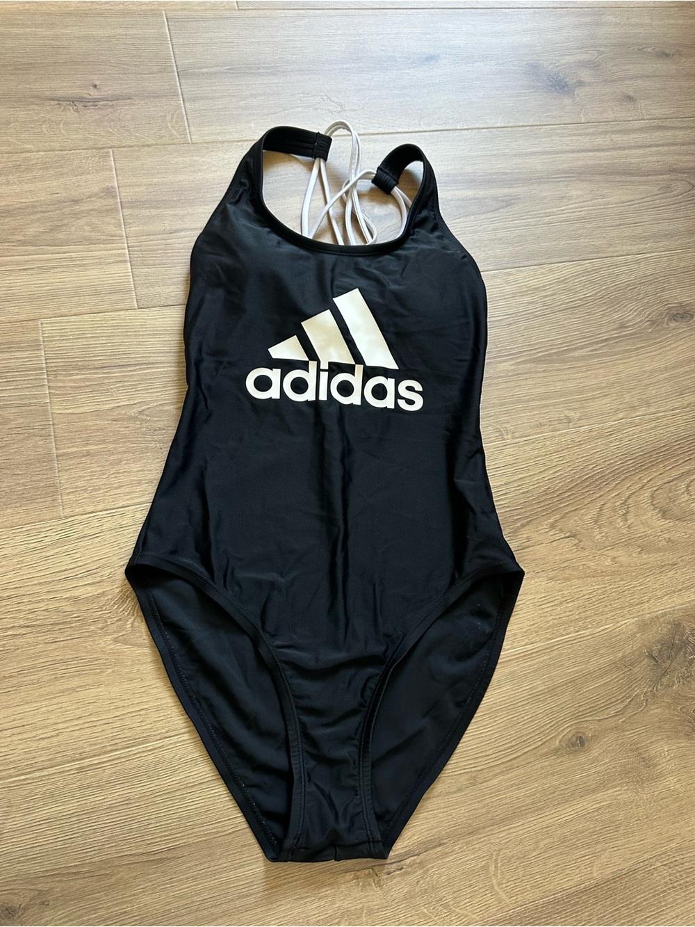 Adidas black Logo cross back swimsuit
